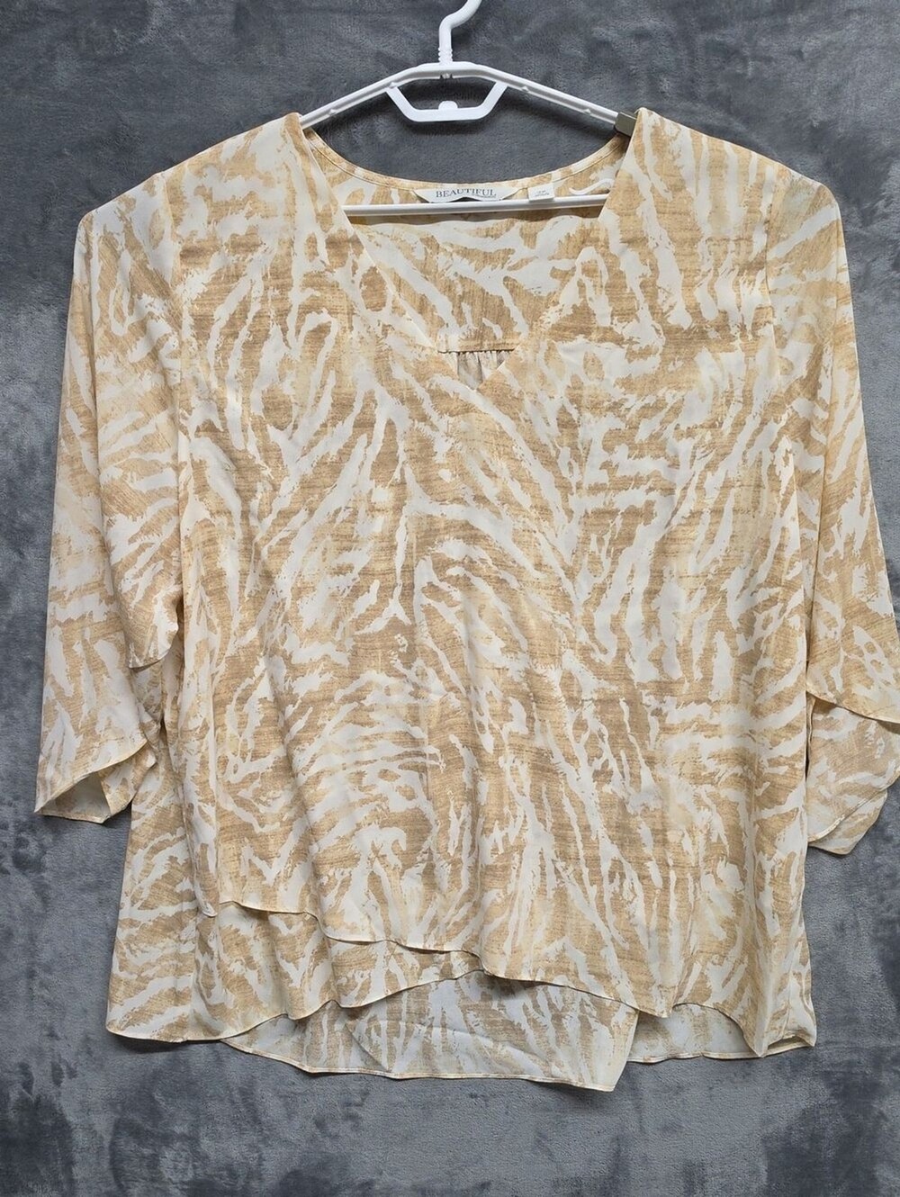 Beautiful Beige & White Patterned Women's Blouse - Brand